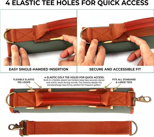 Vista 5 de TOURBON Bolsa de lona ligera para palos de golf con correa para el hombro Holds 4-5 Clubs, Golf Bag for Driving Range Sessions, Par 3 Courses
