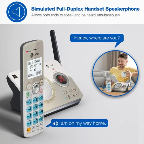 Vista 7 de AT&T DL72219 DECT 6.0 - Teléfono inalámbrico de 2 auriculares para el hogar con conexión a celular, bloqueo de llamadas, pantalla retroiluminada