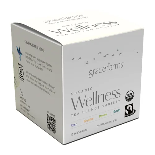 Vista 25 de Grace Farms BREATHE Wellness Mezcla de Té Orgánico (16 Sobres Piramidales) Cúrcuma y Jengibre con Hierbas Adaptogénicas Apoyo Inmunológico Sin
