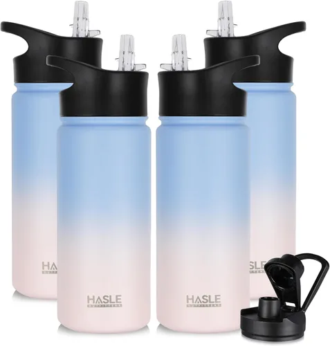 Vista 32 de HASLE OUTFITTERS Botella de agua aislada de 16 onzas para niños, botella de agua de acero inoxidable de doble pared al vacío, a prueba de fugas
