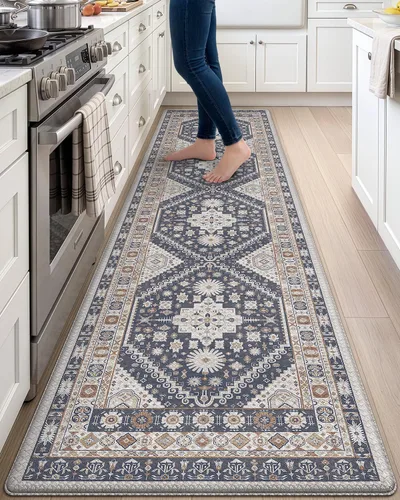 Vista 24 de DEXI Alfombrillas de cocina acolchadas antifatiga, 24 x 87 pulgadas, color Beige claro