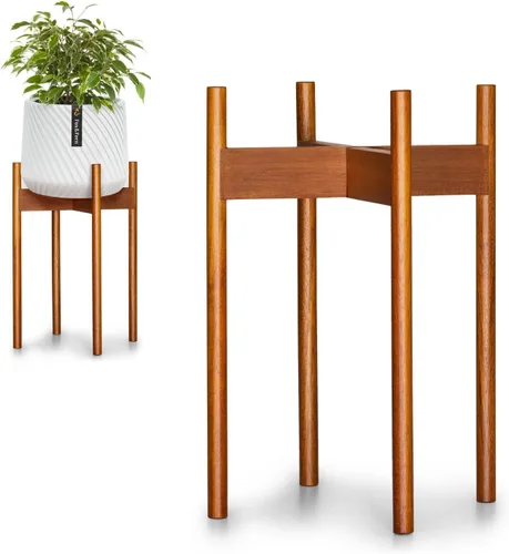 Vista 12 de Fox & Fern - Soporte moderno de medio siglo para maceta, sin maceta de cerámica blanca Plug In Design, Holds 175 lbs, Two High Options, Fixed