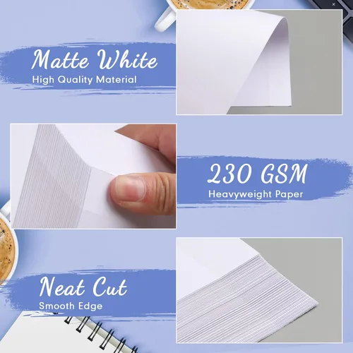 Vista 4 de 2000 tarjetas de presentación imprimibles en blanco de 3.5 x 2 pulgadas, tarjetas de visita perforadas pesadas de doble cara para impresión láser