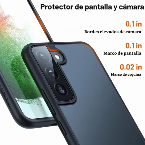 Vista 4 de Torras - Funda a prueba de golpes para Galaxy S22, [probada contra caídas de grado militar]. Parte trasera dura y translúcida mate y bordes suaves