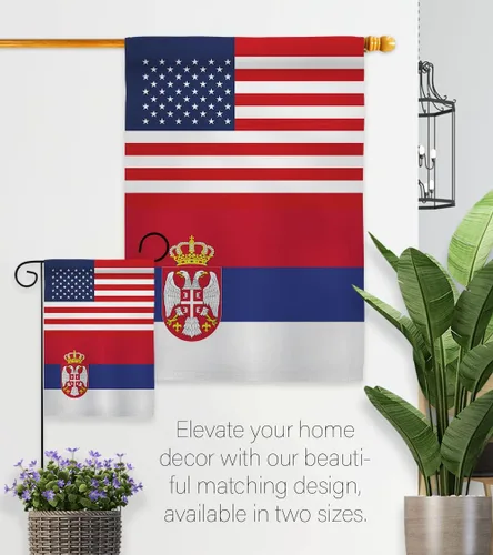 Vista 8 de Bandera de la Amistad de la Copa del Mundo de Serbia de Estados Unidos, asta de bandera de arte de pared para exteriores, decoración al aire libre