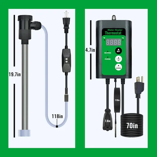 Vista 4 de Calentador de agua totalmente sumergible de 3000 W y 240 V para bañera y piscina inflable, calentador eléctrico de inmersión portátil con GFCI