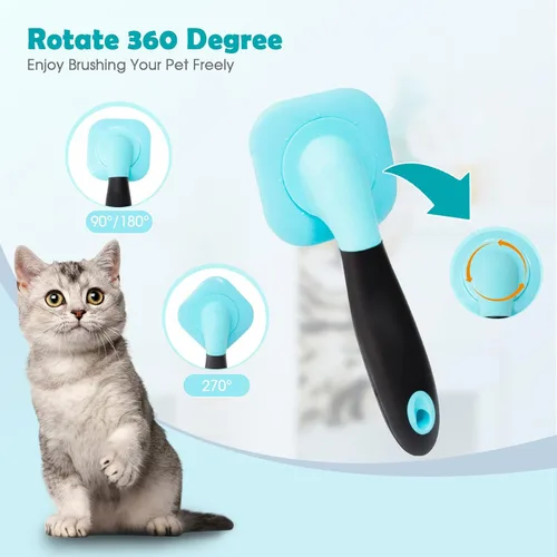 Vista 9 de Cepillo Slicker, cepillo para perros con pinzas de limpieza suave para eliminar el pelo suelto, cepillo para perros pequeños, cachorros, yorkies