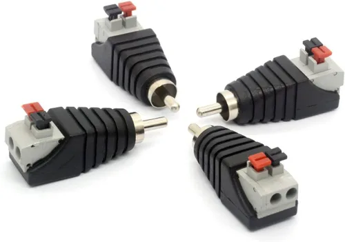 Vista 4 de Altavoz Phono RCA Macho Plug a AV 2 Terminal de tornillo Hembra Audio Video Balun Spring Press Adaptador Conector de alimentación CC para CCTV
