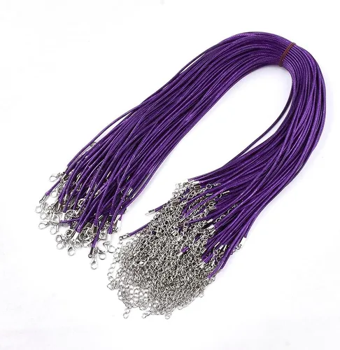 Vista 15 de 100 piezas de cordón encerado de 17 a 19 pulgadas, cuerda trenzada ajustable, para collares, colgantes para hacer joyas, cadenas con cierre de Azure