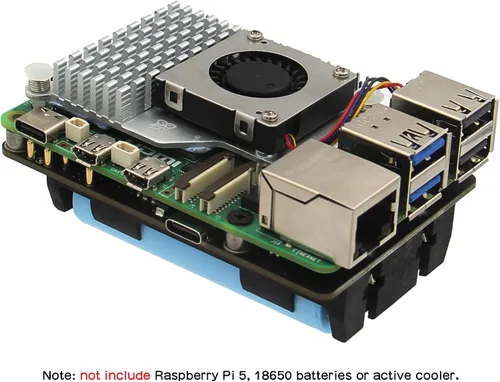Vista 7 de Geekworm X1200 5V UPS HAT Junta de expansión para Raspberry Pi 5 Max 5.1V 5A Output, Power Management, Auto Power On, Safe Shutdown, Power Loss