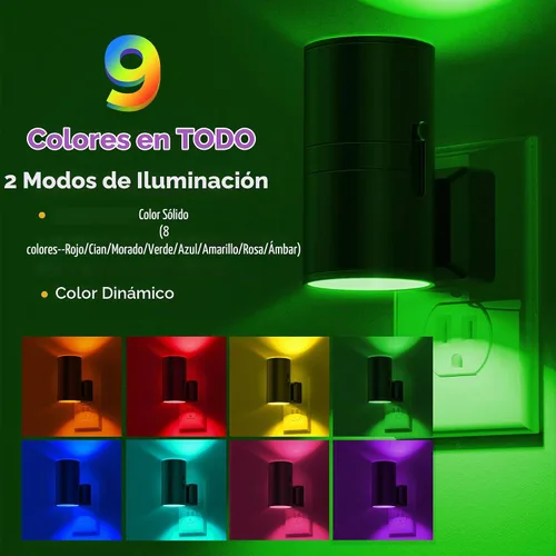 Vista 2 de L LOHAS LED Luz nocturna, [2 luces nocturnas + 1 control remoto], cambio de Multicolor+control remoto* 1