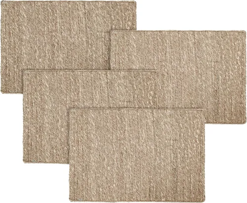 Vista 19 de Hausattire Juego de 4 manteles individuales tejidos - Azul, manteles individuales de yute boho rectangulares para mesa de cocina, mesa de comedor