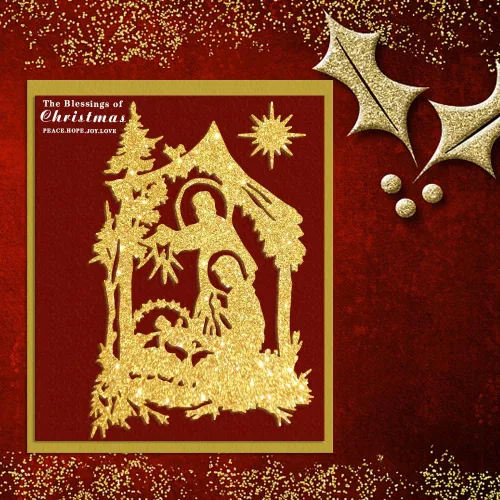 Vista 5 de Troqueles de corte de metal para Navidad, Pascua, religión, pesebre, fondo de rezo, troqueles para hacer tarjetas, álbumes de recortes y álbum