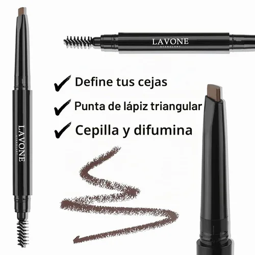 Vista 2 de LAVONE Kit de lápiz de sello para cejas, kit de maquillaje triple con lápiz de ceja impermeable, delineador, pomada de cejas y cepillo de cejas
