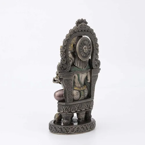 Vista 8 de Veronese Design 10 1/4 pulgadas de alto Lord Ganesha sentado en el trono con arco del templo elefante hindú Dios Fortuna Estatua de resina bronceada