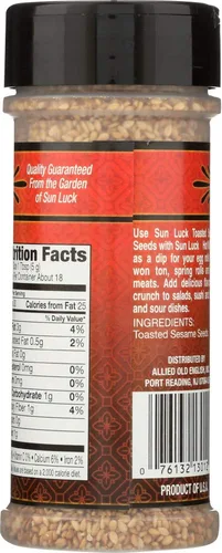 Vista 4 de Semillas de sésamo tostadas Sun Luck totalmente naturales, sin gluten, 3.25 onzas (paquete de 3)