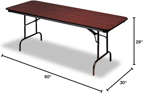 Vista 3 de Iceberg 55214 Mesa plegable laminada de madera premium, rectangular, 60 pulgadas de ancho x 30 pulgadas de profundidad x 29 pulgadas de alto, caoba