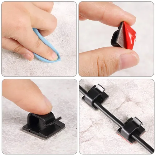 Vista 3 de Maitys 60 Piezas Clips de Cable para Exterior Ganchos Adhesivos de Navidad Organizador de Cables Clips de Luz para Alambre Ocultador de Cables