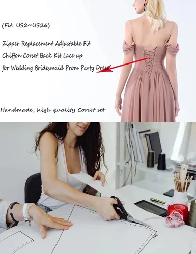 Vista 2 de YCShun - Kit de corsé para mujer, extensor de cremallera, ajuste ajustable, vestido de gasa, corsé de gasa, kit de espalda para vestido formal