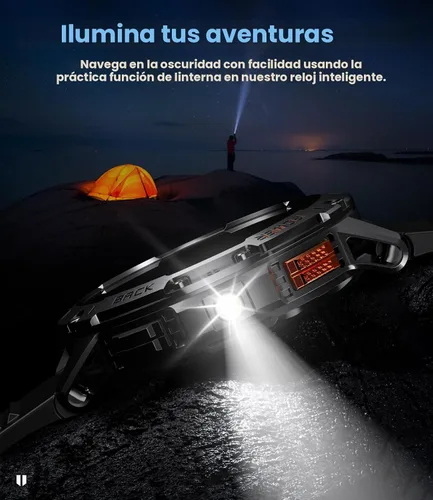 Vista 3 de LIGE - Reloj inteligente AMOLED de 1.43" para hombres con linterna, Bluetooth, llamadas, más de 100 modos deportivos, 530mAh, resistente al agua