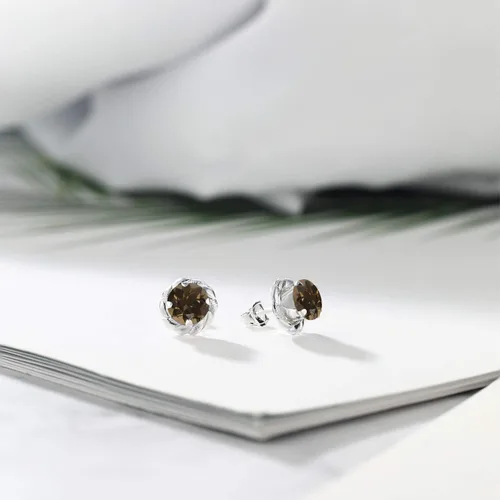Vista 349 de Gem Stone King Aretes de plata de ley 925 de 0.236 in con piedra natal redonda para mujer