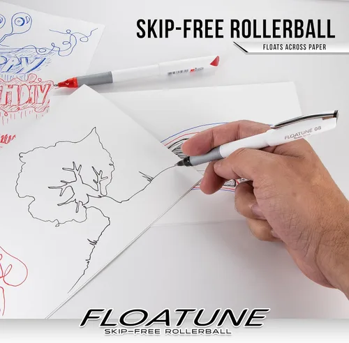 Vista 3 de Pentel Floatune Rollerball, punta media de 0.8 mm, tinta negra, paquete de 8 bolígrafos (BY108PF8A)