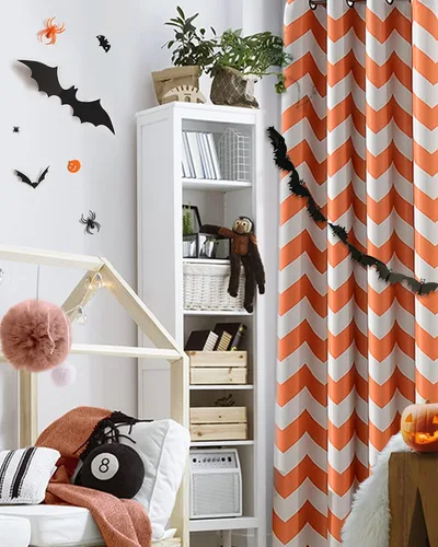 Vista 15 de Melodieux - Cortinas de chevron de moda para sala de estar y comedor, cortinas con ojales oscurecedores y parte superior para ventanas
