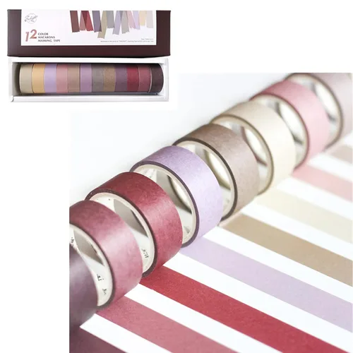 Vista 3 de VIVIQUEN Juego de 24 rollos de cinta adhesiva Washi, paquete de cinta adhesiva de color de 0.591 in, cintas finas decorativas para niños y regalos