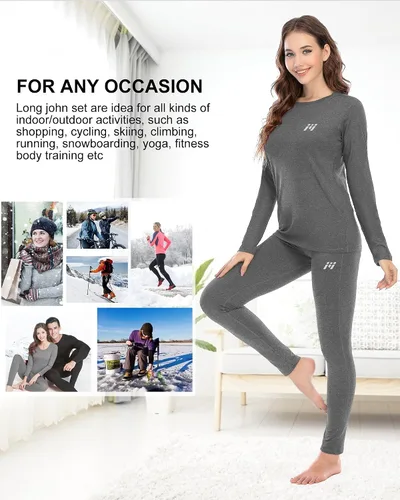 Vista 6 de MEETWEE Ropa interior térmica para mujer, Long Johns Ski para clima frío, capa base, cálida parte superior e inferior de invierno para correr