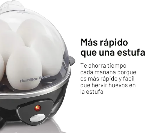 Vista 6 de Hamilton Beach Cocedor de Huevos Eléctrico 3 en 1 para Huevos Duros, Huevos Escalfados, Preparador de Omelets y Vaporizador de Verduras, Capacidad