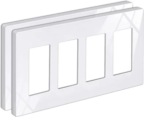 Vista 21 de BESTTEN Placa de pared sin tornillos de 5 segmentos, cubierta de enchufe decorador, placa decorativa para interruptor, serie blanca nieve brillante
