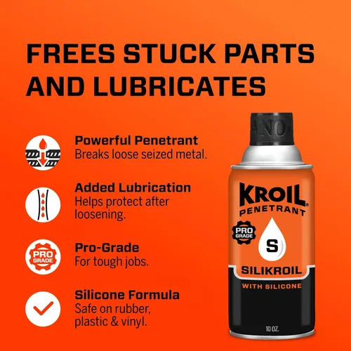 Vista 2 de Kroil Penetrant SiliKROIL con silicona – Lubricante penetrante de óxido – Aceite inhibidor de la corrosión – Desplaza la humedad – Uso doméstico e