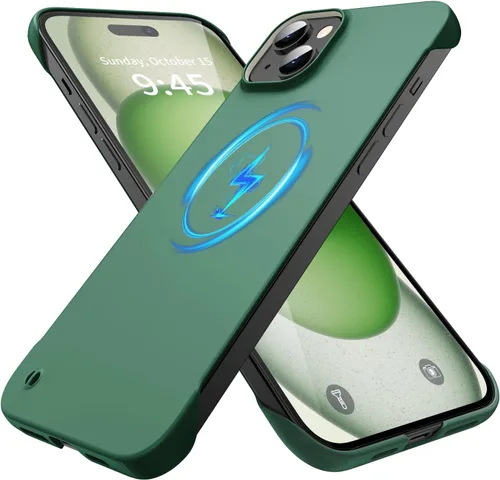 Vista 15 de GRECAZO Funda magnética delgada para iPhone 15 Plus de 6.7 pulgadas (2023), ultrafina, ligera, duradera, sin marco, mate, rígida, MagSafe con anillo