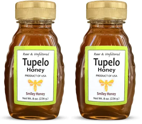 Vista 7 de Smiley Honey 100% miel de tupelo, orgánica, sin filtrar, pura y cruda, fuente de energía natural, certificado Kosher, edulcorante para té