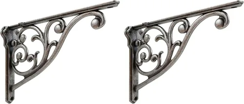 Vista 88 de Soportes de estante de 4 pulgadas, paquete de 4 soportes de pared de latón antiguo de alta resistencia, estantes decorativos de cocina victoriana
