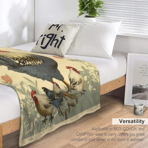 Vista 5 de Manta de gallos orgánica de forro polar de pollo de 30 x 40 pulgadas, manta de franela para sofá, cama para adultos, niños, adolescentes, regalo