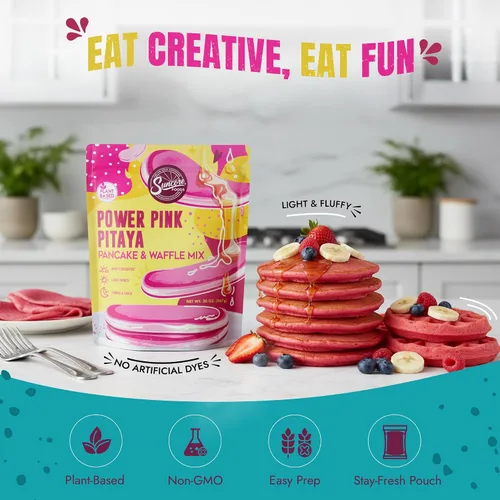 Vista 5 de Suncore Foods Pink Pitaya Dragon Fruit - Mezcla para panqueques y waffles, 20 onzas