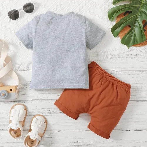 Vista 2 de PATPAT Baby Boy Summer Clothes Crewneck Short-sleeve Top Tee Tshirt and Shorts Set 3M-24M