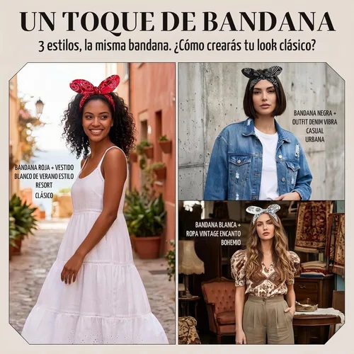 Vista 4 de Hicarer 2 diademas tipo bandana para mujeres y niñas, rojo, blanco