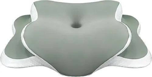 Vista 10 de Almohada de espuma viscoelástica – Almohada cervical para aliviar el dolor de cuello, contorno ortopédico ergonómico para el cuello para dormir Azul