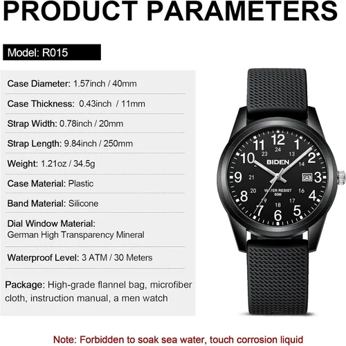 Vista 9 de LN LENQIN Mens Watches Analog Quartz Sports Unisex Watch 30M Waterproof Watches for Men Women Nurse Medical Professionals-Military Time with Second