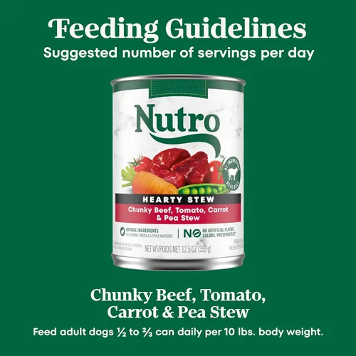 Vista 8 de Nutro Hearty Stew - Alimento húmedo natural sin granos para perros adultos, trozos en salsa, estofado abundante de res, tomate, zanahoria