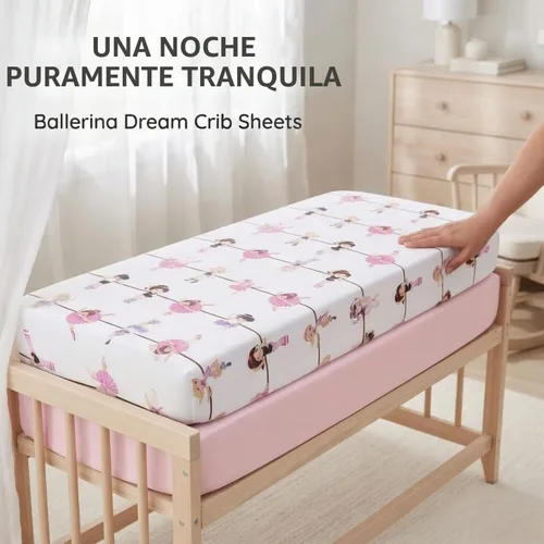 Vista 3 de Everyday Kids Paquete de 2 Sábanas Bajeras para Cuna para Niña, 100% Sábana de Bebé de Microfibra Suave y Transpirable, Se Adapta a Colchones