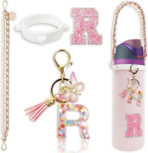 Vista 107 de Letter Handle Strap Accessories with Cute Initial Charm Compatible with Owala Water Bottle 24oz 32oz 40oz Owala Kids