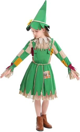 Vista 2 de MQZQP Disfraz de espantapájaros para niñas disfraz de espantapájaros para niñas disfraz de Halloween