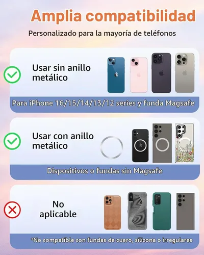 Vista 5 de Lotadilo Soporte magnético para anillo de teléfono, lindo soporte de agarre Púrpura