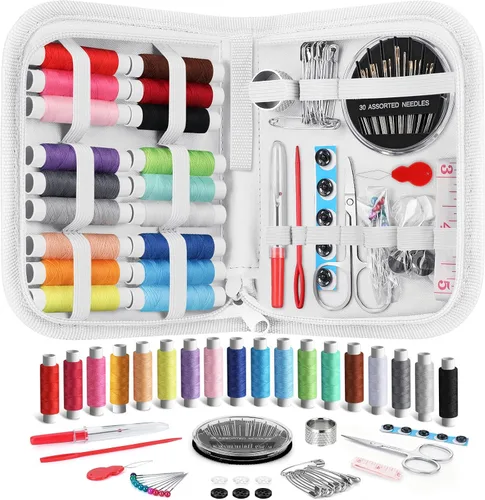 Vista 13 de Coquimbo - Kit de costura para adultos, niños, principiantes, viajeros, suministros de costura portátiles, contiene cinta métrica suave, tijeras