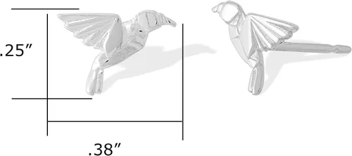 Vista 4 de Boma Pendientes de tuerca de plata de ley con diseño de pájaro de origami, Metal, No es una piedra preciosa