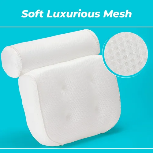 Vista 4 de BASIC CONCEPTS Almohada de bañera para soporte de cuello y espalda con gancho de secado, almohada de bañera reposacabezas lavable a máquina