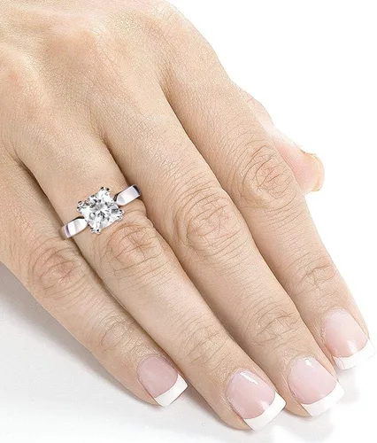 Vista 4 de Kobelli Anillo de compromiso con solitario moissanita de talla cojín 2 CTW oro blanco de 14 k